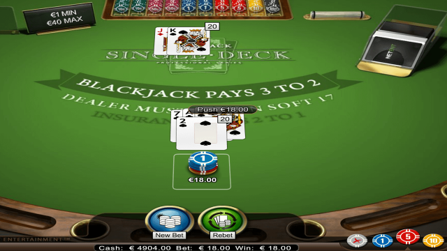 Бонусная игра Single Deck Blackjack Professional Series 10