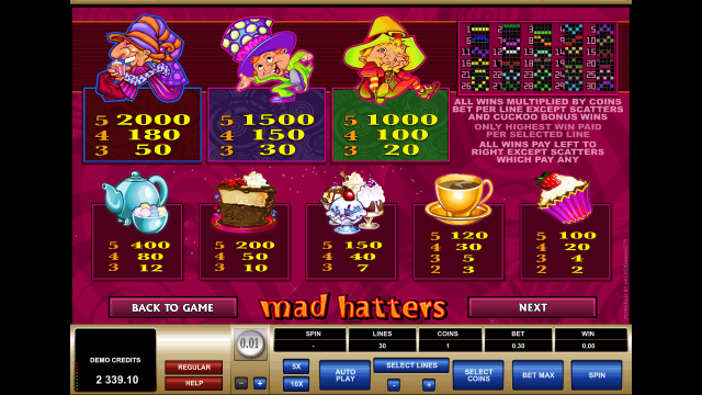 Игровой интерфейс Mad Hatters 8