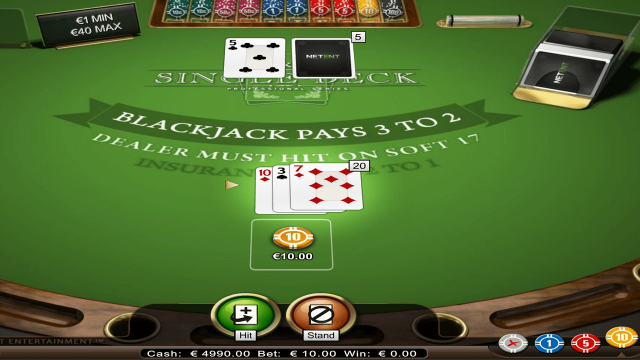 Игровой интерфейс Single Deck Blackjack Professional Series 2